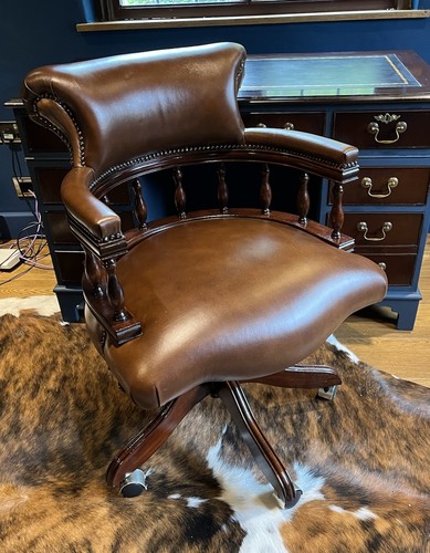 Antique tan leather captains - antique,