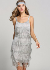 UK Great Gatsby Flapper Dress 1920s Party Vintage Tassel Womens Fringed Dresses