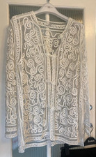 EXEPTIONAL JACKET/SHRUG M-L WHITE LACE/RIBBONS LONG SLEEVE by YEN