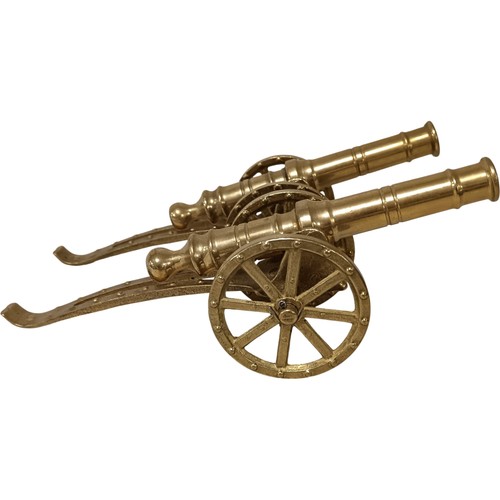 Pair brass cannon models - pair,