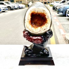 31.24LB Natural citrine mineral cave yellow dragon egg decoration+bracket