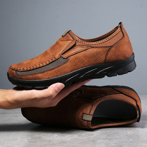 Mens leather slip walking - leather,