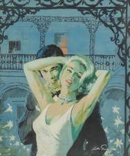 Arthur Sarnoff - Elegant Pin-Up Blonde w/ Man in Tuxedo 1960s Signed - 17" x 22"