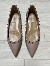 Valentino Garavani Rockstud Ballet Flat Shoes Nude Size UK 7 EU 41  RRP£680