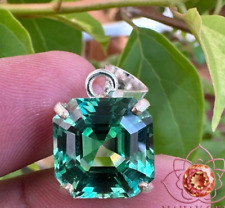 Natural Certified 24.60 Ct Green Sapphire Loose Gemstone In 925 Silver Pendant