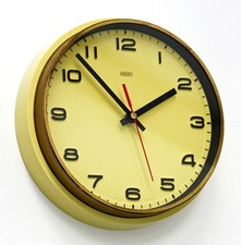 Vintage 22cm Metamec Wall Clock - Yellow Retro Mid Century 1970s Kitchen Clock