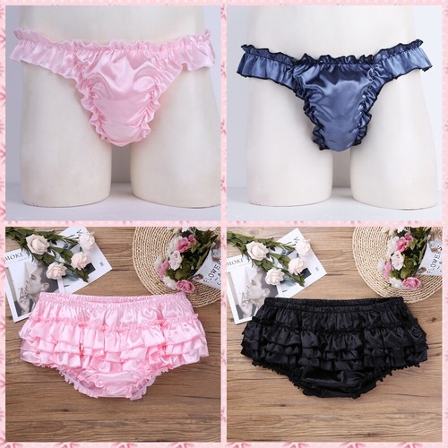 Men sissy satin ruffled - sissy,