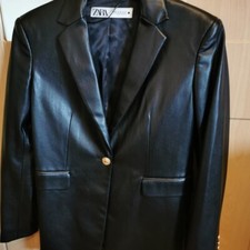zara leather blazer xs