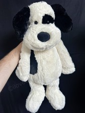 AUTHENTIC JELLYCAT RETIRED HUGE LARGE BASHFUL BLACK & CREAM PUPPY DOG 51 CM 20"