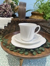 Vintage Shelley Dainty White Tea Plate Cup Saucer Trio Excellent