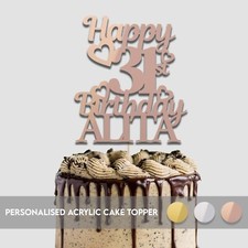 Personalised Cake Toppers Happy Birthday  Acrylic Cake Decoration 21st 40th 50th