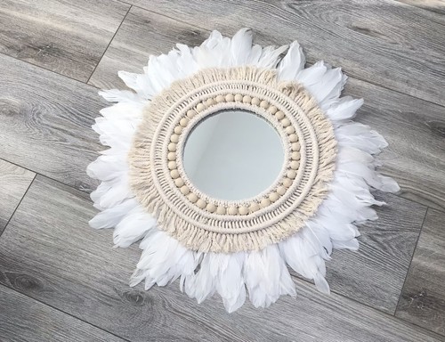 Boho macramé feather wall - feather,