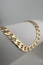9ct Solid Gold Men’s Chain 20 INCH - 7mm Flat Curb Chain - Full UK Hallmark