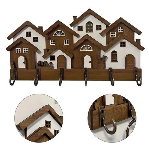 Wooden house shape hooks - shape, rack