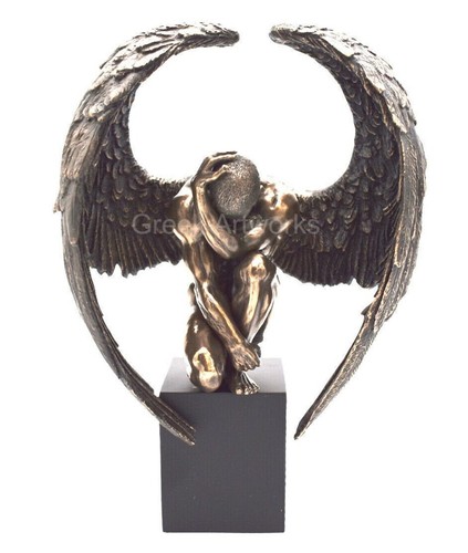 Winged nude male angel sitting - winged,