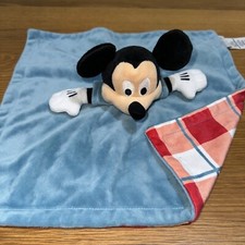 DISNEY STORE Baby MICKEY MOUSE - Blue - Baby Comforter Soft Toy checked