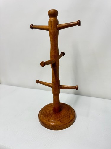 Vintage wooden mug tree cup - vintage,