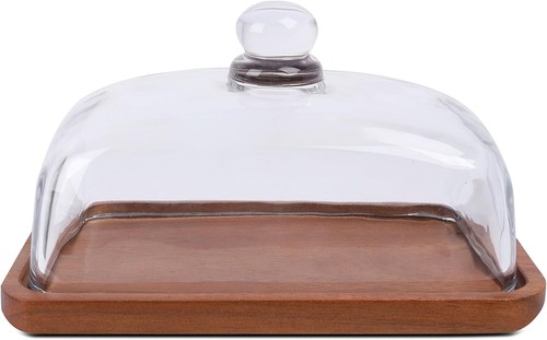 Glass butter dish with - dish,