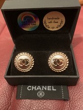Vintage CHANEL Button Earrings - Gold Tone CC Logo