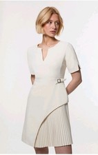 Karen Millen Tailored Military Pleat Short Sleeve Dress Size Cream Size 12 BNWT