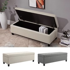 Linen Storage Ottoman Bench Footrest Stool Large Storage Space Window Seat