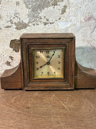 Antique wooden cased mantle - wooden,