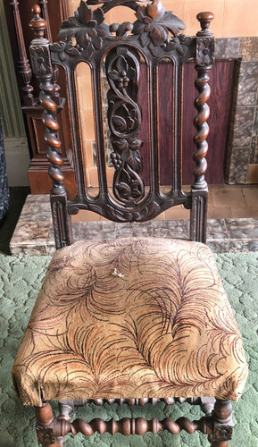 Carved oak hall chair antique - chair.,
