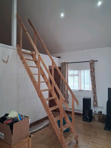 Pine wooden staircase - ,