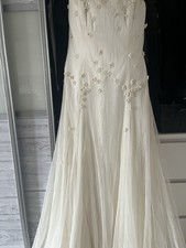 Jenny Packham Wedding Dress Size 12 Ivory Strapless Beads/Flower Lace Over Silk