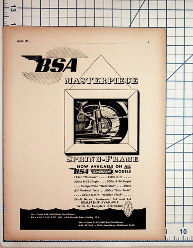 1951 bsa sunbeam - 1951, ad