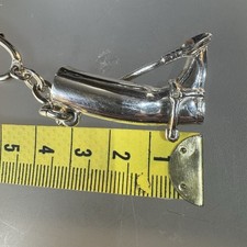 Horse Riding Jockey Boot With Crop Sterling Silver Keyring