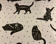 Celestial Cats on white background fabric Fat Quarter 50 x50cm sewing, crafts