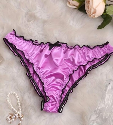 Ladies purple satin frilly - ladies,