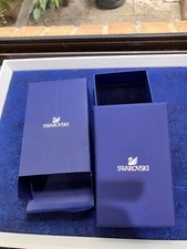 SWAROVSKI Box EMPTY 14cm X 8.5cm X 3cm AUTHENTIC Blue GIFT BOX Velvet Lining