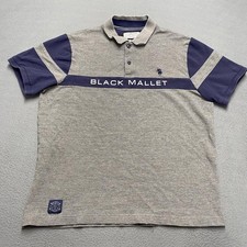 U.S. Polo Assn Black Mallet Polo Shirt Mens Medium Gray Navy Colorblock Logo