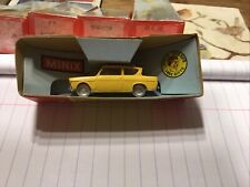 Vintage Boxed Triang Minix OO Plastic Ford Anglia Car Model, Yellow RC1, Opened.