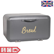 Large Bread Bin Kitchen Loaf Storage Box Front Opening Grey