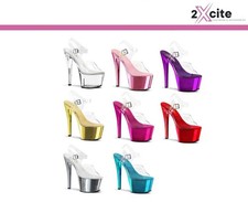 Pleaser Stiletto High Heel Shoes Platform Pole Dancing Ladies Sky 308
