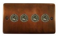 G&H CTC384-AB Standard Plate Tarnished Copper 4 Gang 2 Way Toggle Light Switch