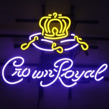 Crown Royal Whiskey Bar Open 20" Neon Sign Light Lamp Wall Decor Handmade