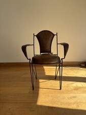 1950s Stitched Leather Chair att. Jacques Adnet Vintage Retro Mid Century