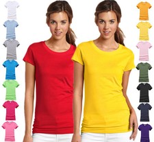 NEW WOMEN'S GIRLS PLAIN T SHIRT CREW NECK SUMMER T-SHIRT 100% COTTON UK 8 - 22