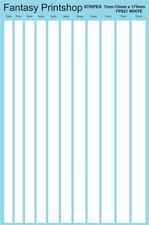 STRIPES WATER SLIDE TRANSFERS A5 SHEET 7 - 12mm DECALS FP621 WHITE DECALS