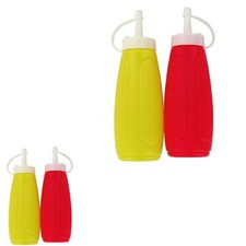 SET OF 2 SAUCE DISPENSER CONDIMENTS MUSTARD KETCHUP KITCHEN SQUEEZE STORAGE NEW