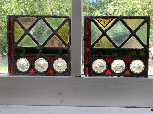 Pair antique square stained - antique,