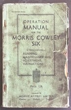 MORRIS COWLEY SIX Car Operations Manual Handbook 1934 #21105-7/33/3m/1