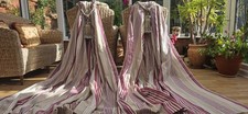 LAURA ASHLEY IRVING  STRIPE LINED CURTAINS 85" DROP BY 86" WIDTH 1 OF 2 