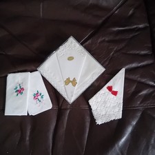 6 x Vintage Cotton Ladies Handkerchiefs Some Floral Embroidered lace edge 