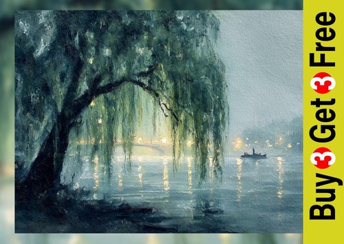 Weeping willow lake scene - weeping,
