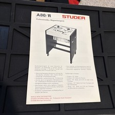 Vtg 70s Studer A80 R Professionelles Magnettongerat Brochure Specifications